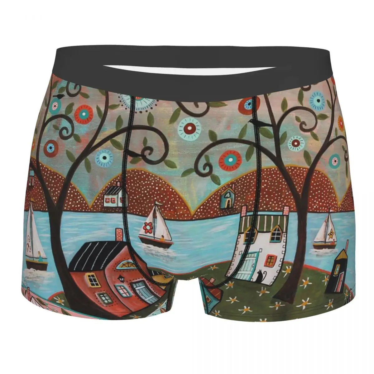 

Funny Boxer Retro Rural Color Cities Shorts Panties Men Underwear Vintage Breathable Underpants for Homme