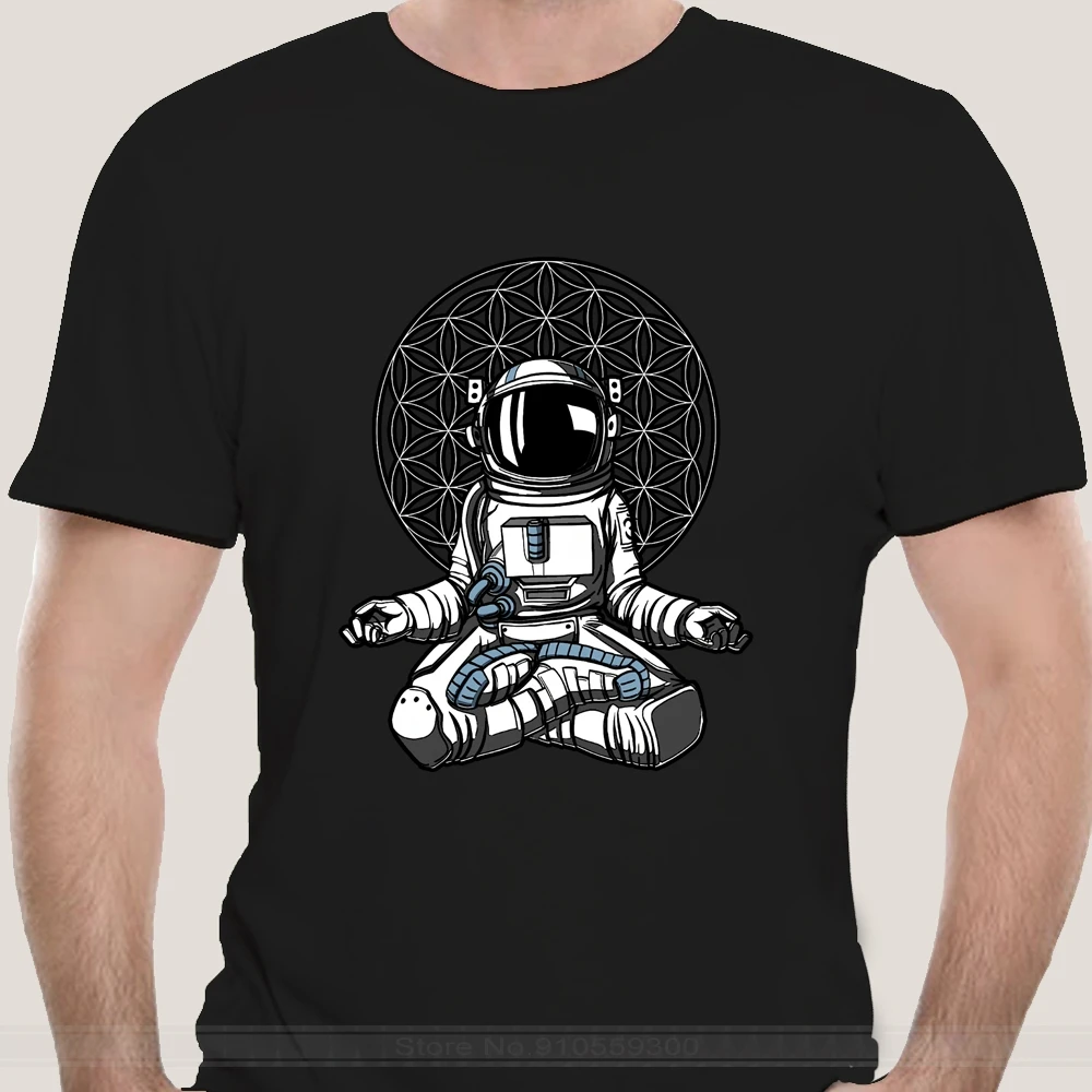 

Space Astronaut Yoga Meditation T Shirts Men Cotton Vintage T-Shirts Crewneck Zen Spiritual Buddhism Shirt Short Sleeve