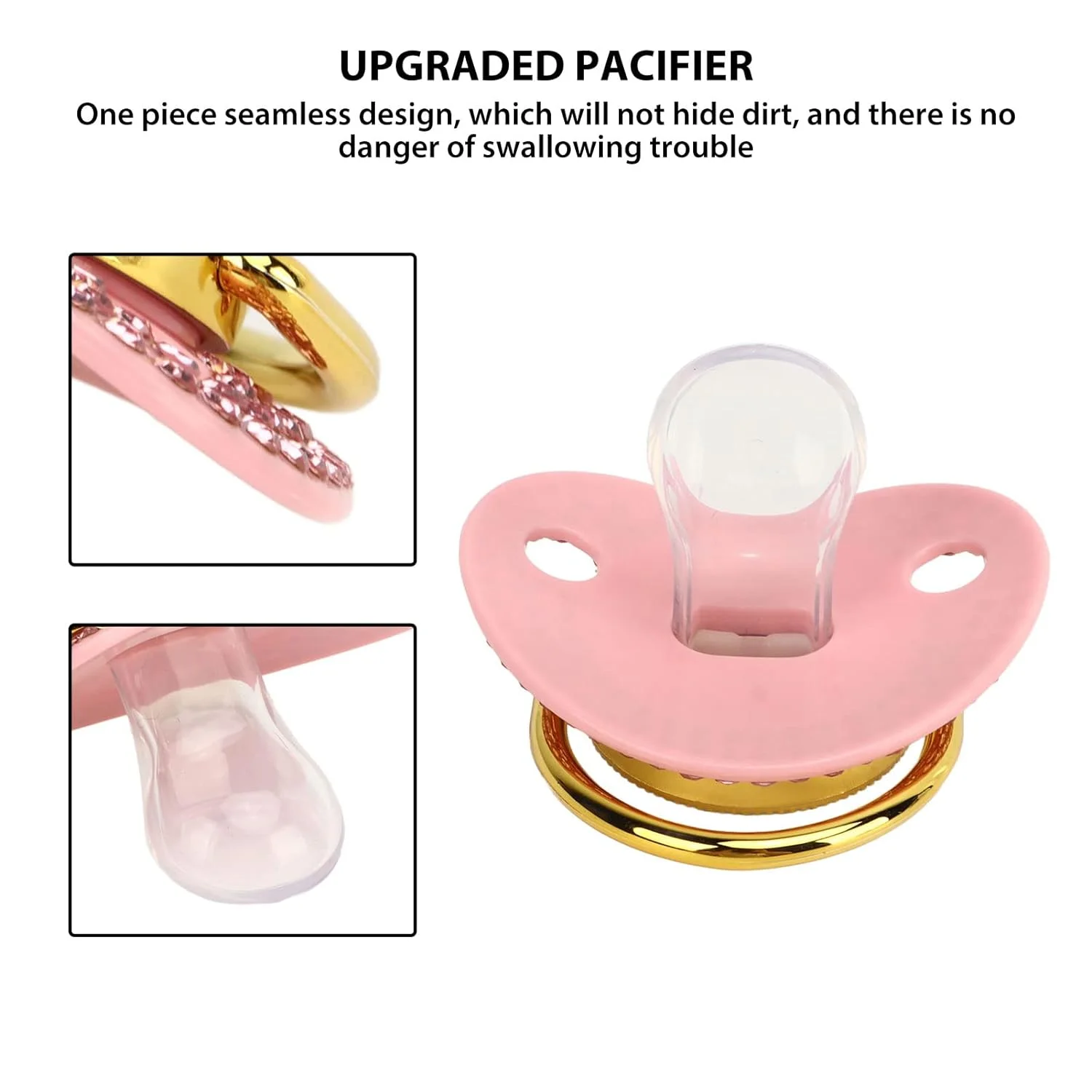 26 Letter Silicone Pacifier Gemstone Pacifier Chain Soft Anti-bite Soothing Sleeping Safe and Durable Soft Easy Sucking