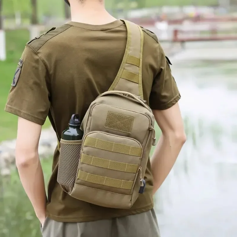 Tactical Backpack Tactical Shoulder Bag Molle Shoulder Backpacks Sling Daypack Backpack with USB Charging Port Chest Fishing Camping Fanny Pack
