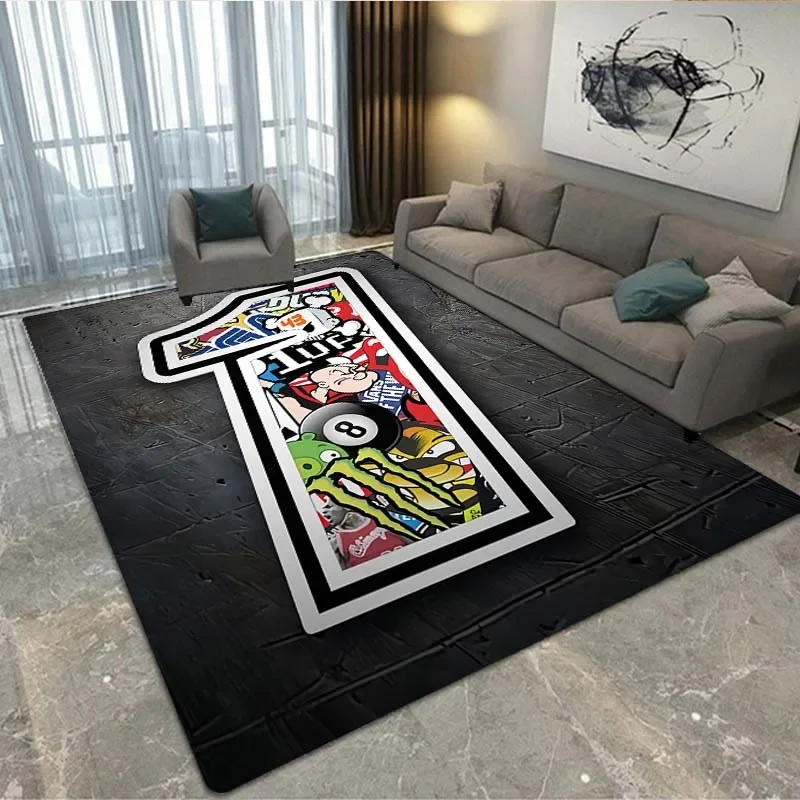 

3D digital creative carpet for home living room bedroom sofa door mat decorative carpet children's game non-slip floor mat
