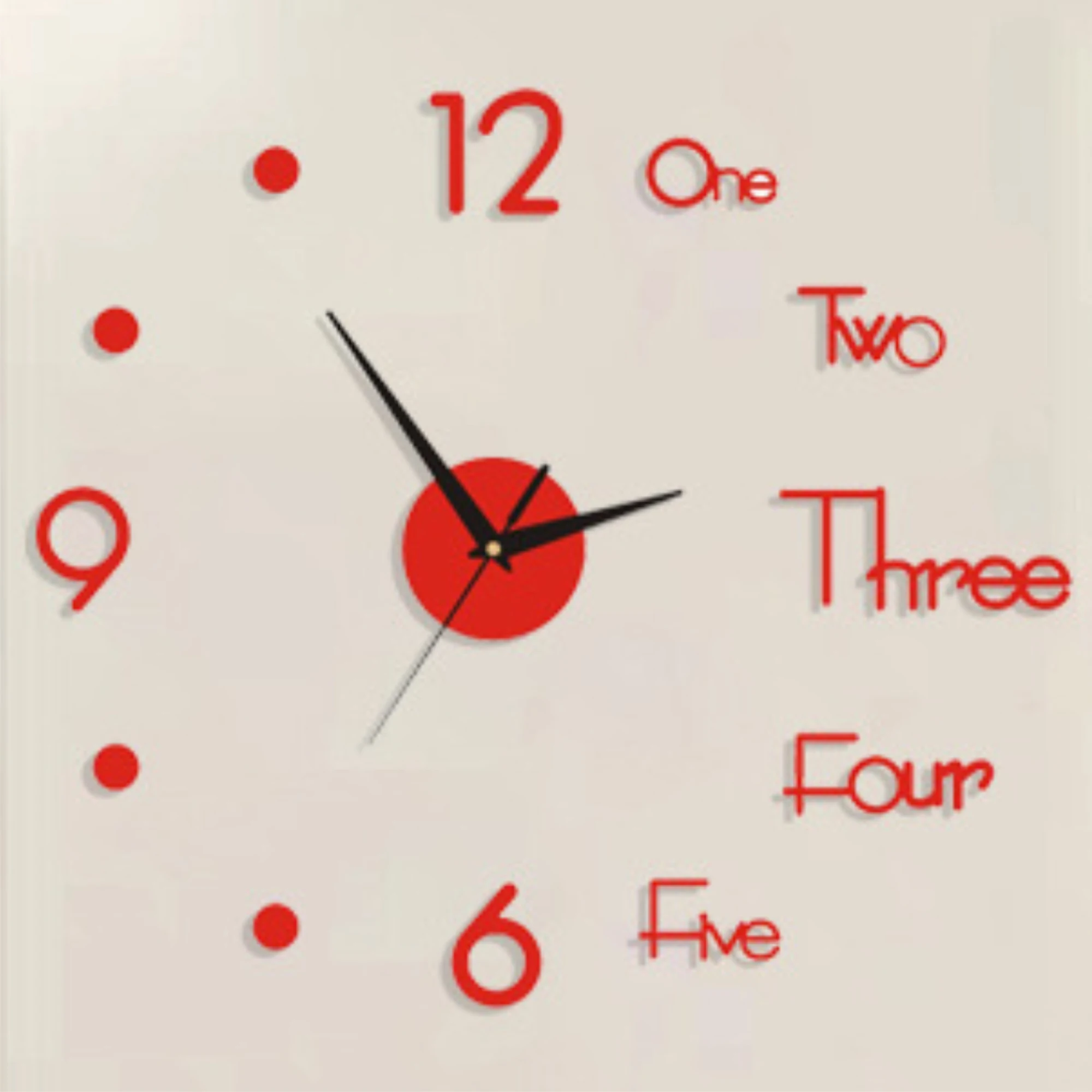 130cmLuminousWallClockRoomDIYWallStickerClockSilverMuteWall