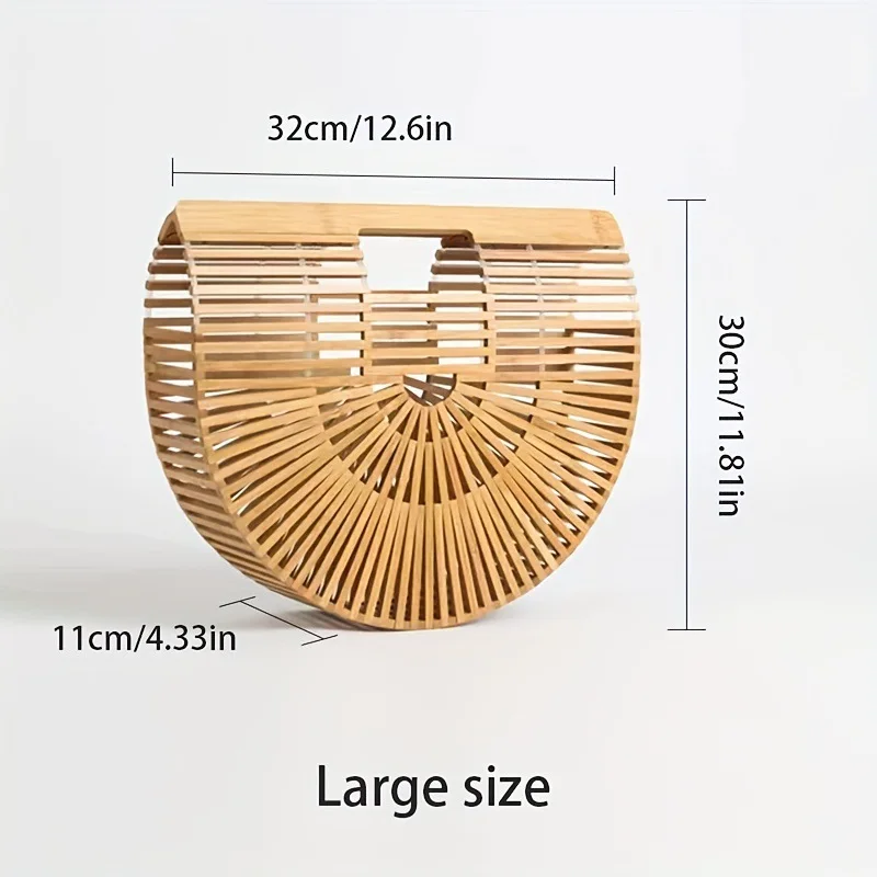 Hot Selling Handmade Half Round Bamboo Bag For Women Vacation Beach Handheld Tote With High End Feel