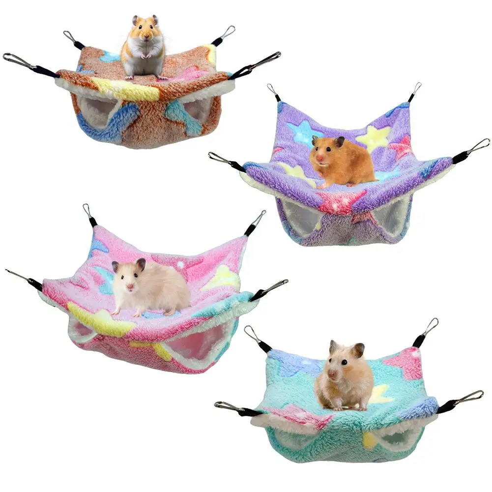 Hängematte für Ratten, doppelt dickes, warmes Plüschbett für Hamster, Hausnest, Schlafsack, hängende Baumbetten, Größe L, M, S – Detail 15
