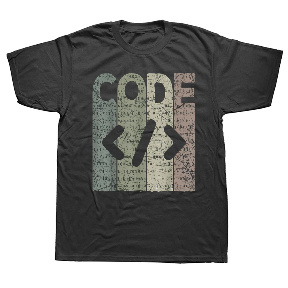 Code Vintage Coding Retro Programmierer Nerd T-Shirts Herren Humor Streetwear T-Shirt Kurzarm Unisex Lockerer Rundhals-Pullover Kleidung