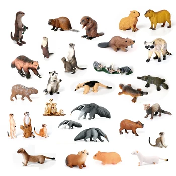 Simulazione Foresta Animale Selvatico Capibara Procione Tasso Wolverine Anteater Castoro Lontra Modello Figura Collezionista Giocattoli Regalo Per I Bambini
