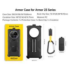 Rugged Back Clip Phone Case with Carabiner - Durable Protective Cover (Black)