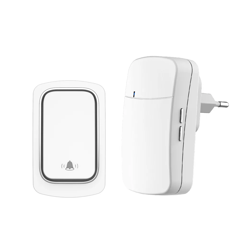 

Home Wireless Doorbell IP68 Waterproof 38 Kinds Ringtones 4-level Volume Adjustable EU Plug Self-powered Button Music Doorbell