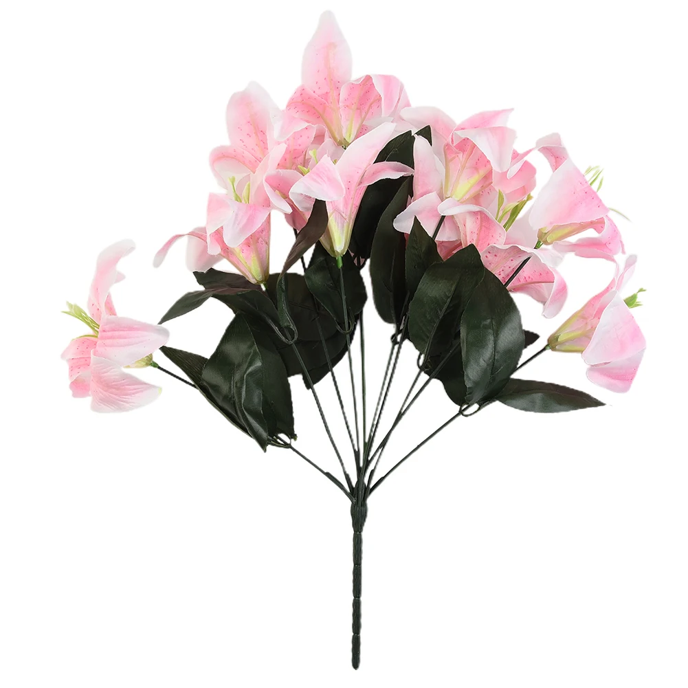

45cm 10 Heads Artificial Lily Flower Bunch Fake Flower Wedding Living Room Office Home Desktop Arrange Flowers Home Decoration