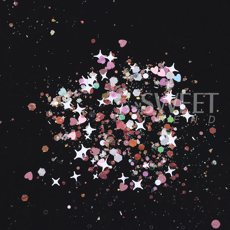Glitter Sequin Mix Star Heart Shape Colorful Nail Sequins for Holographic Shaker Nail Art Flakies Paillette Manicure Decoration