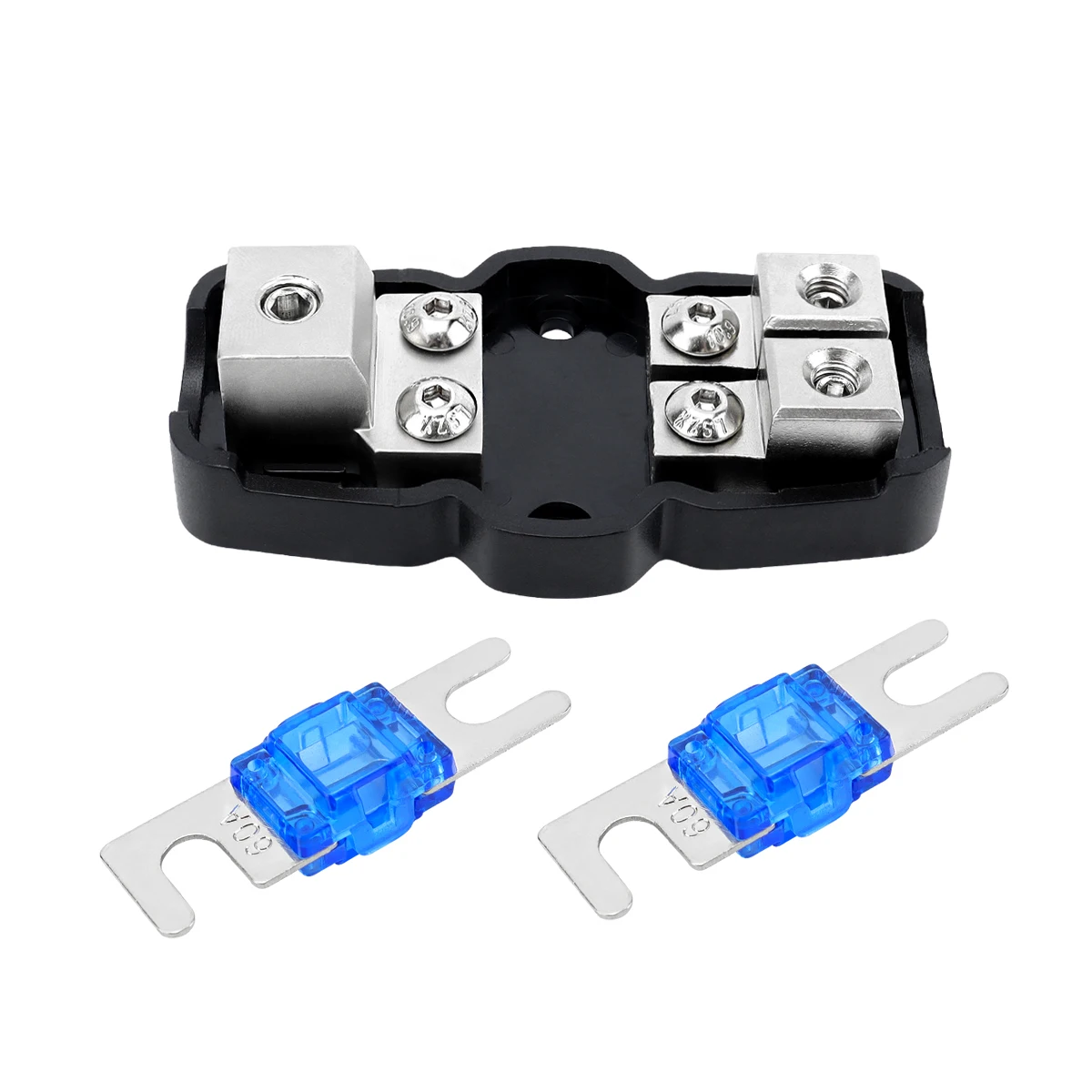 Power Distribution Block 2-Way ANL Fused 1 X 0/2/4 Gauge in & 2 X 4/8 Gauge Out with 60A 80A 100A Fuses