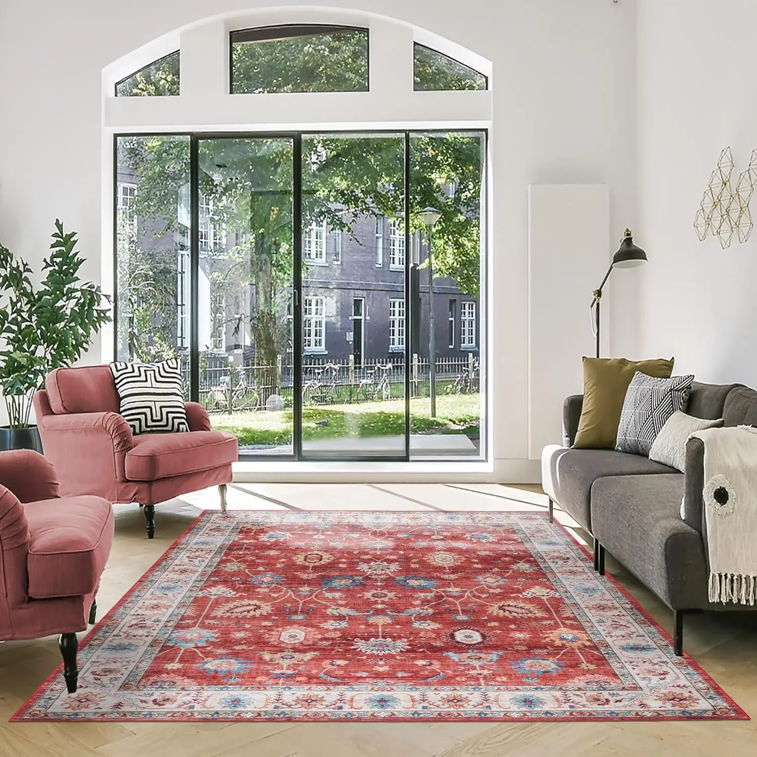 vikama Printed Indoor Boho Area Rug - Non Slip Super Strong,Printed Rug Home Décor for Entryway, Bedroom, Living Room Decor