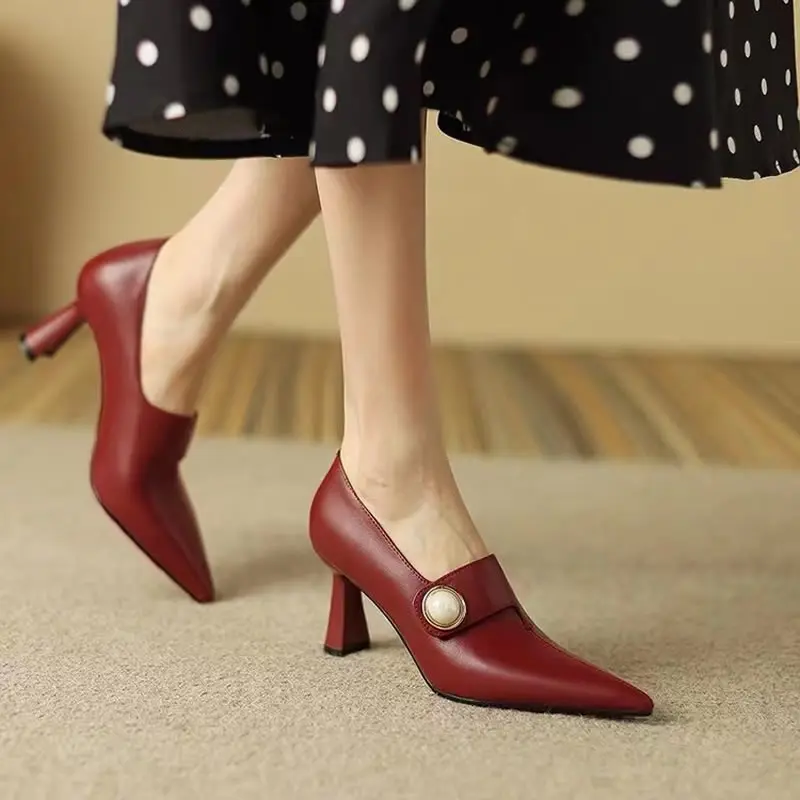 Women Fashion Light Brown High Quality Heel Shoes for Autumn Amp Spring Lady Classic Comfort Stylish Black Shoes Women Heels