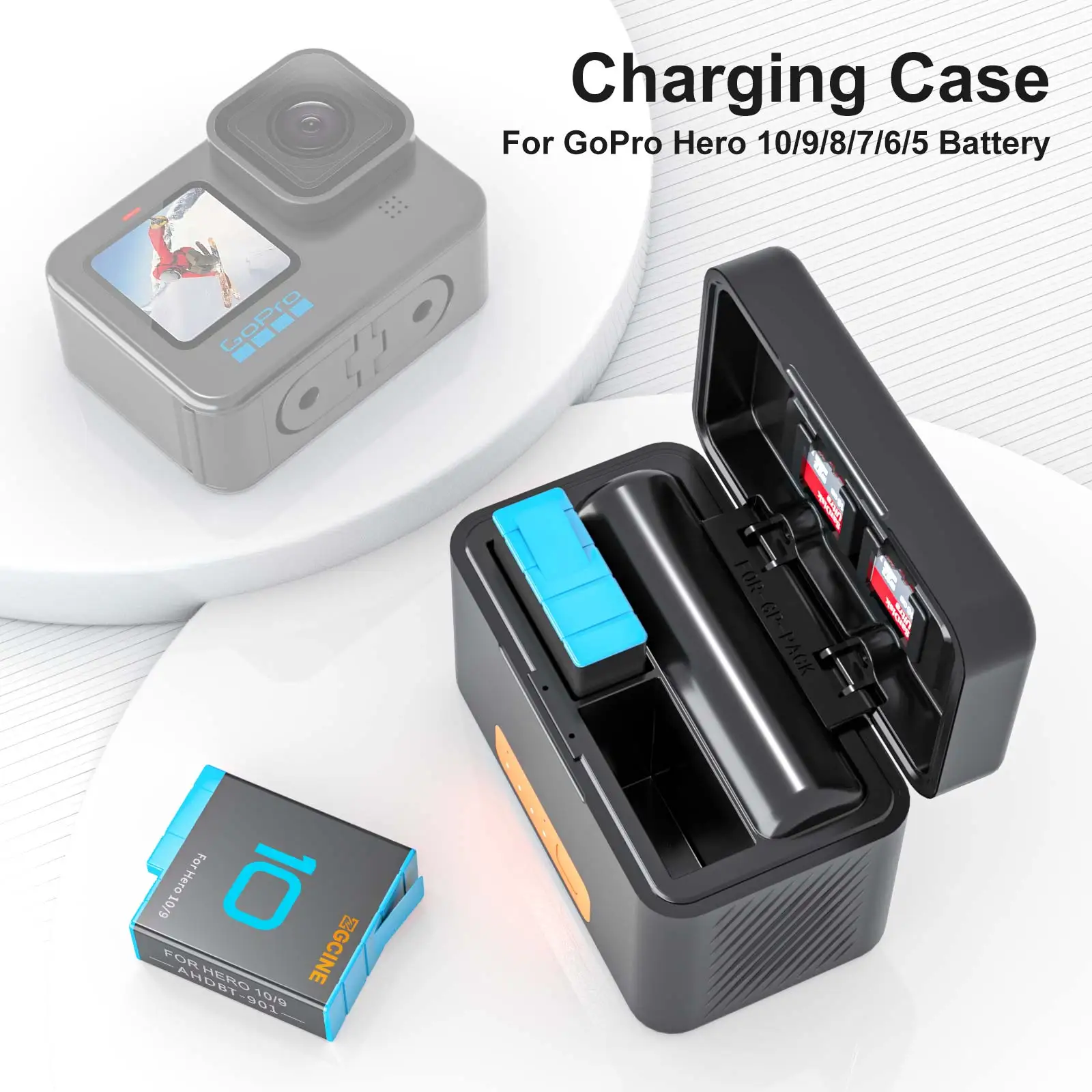 

PS-G10 MINI Battery Charger Box for GoPro 10 9 Smart Charging Case Rechargeable Battery Storage For Go pro Hero 9 10