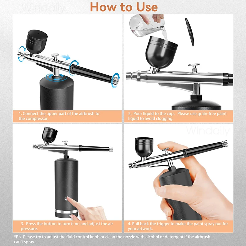 Airbrush Nail with Compressor Portable Air Brush with Compressor For Nails Art Cake Painting Craft Airbrush Nail Art Compressor