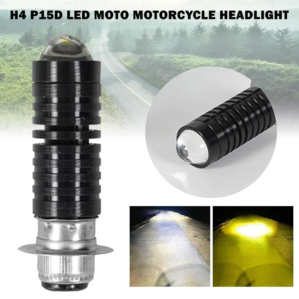 

1pcs H4 BA20D LED Motorcycle Headlight CSP Lens White Yellow Lamp Lo Bright Beam Fog Light Scooter Running Super Motorbike D8H4