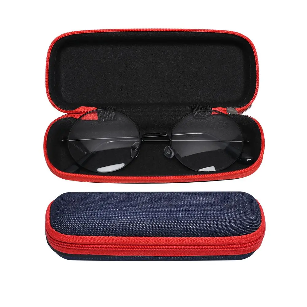 Glasses Case Denim Fabric Glasses Box Zipper Sunglasses Protection Container Eyeglasses Case Travel Reading Glasses Carry Bag 1PC