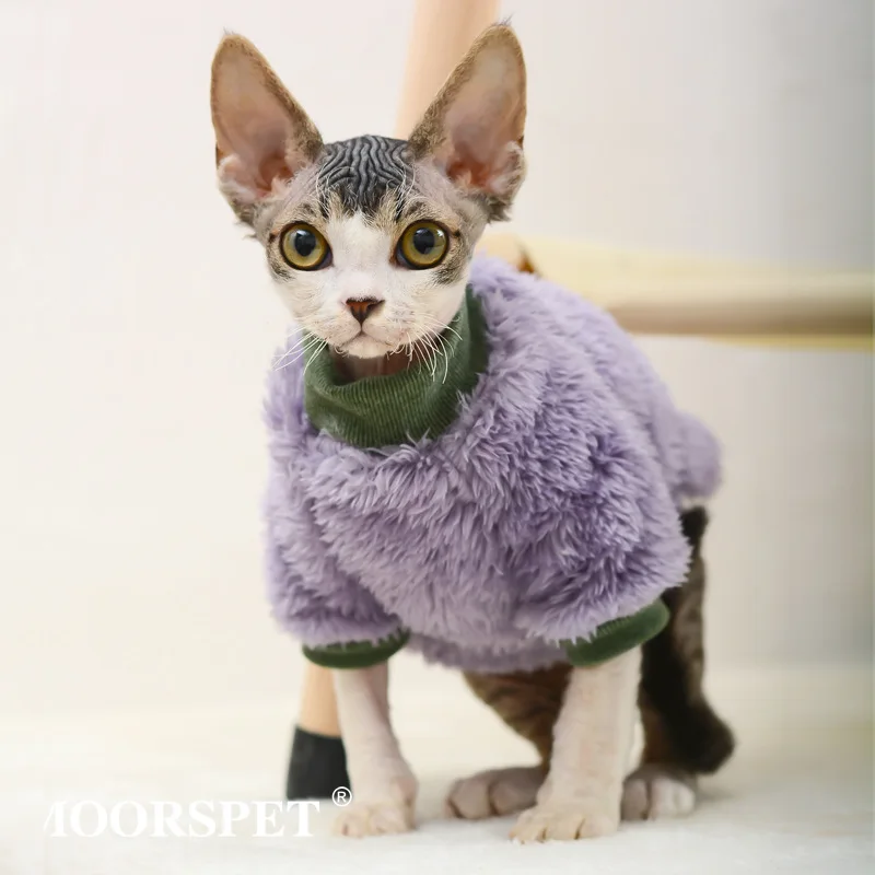 

Cat Clothes Autumn Winter Warmth Kitten British Shorthair Anti-Shedding Hairless Cat Clothes German Plus Velvet Cotton Jacket