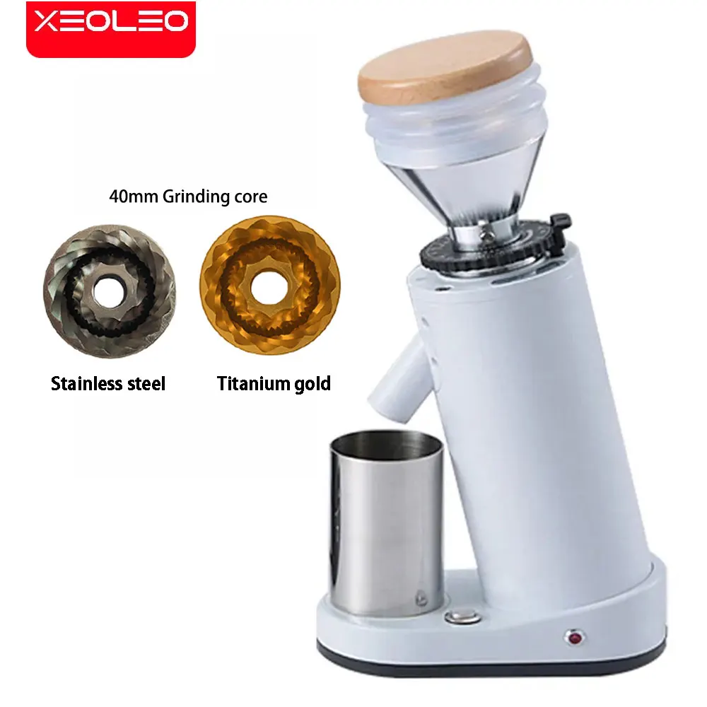 XEOLEO Electric Coffee Grinder 40mm Titanium Burr Metal Bean Hopper Exquisite Small Espresso Coffee Grinder Machin Espresso