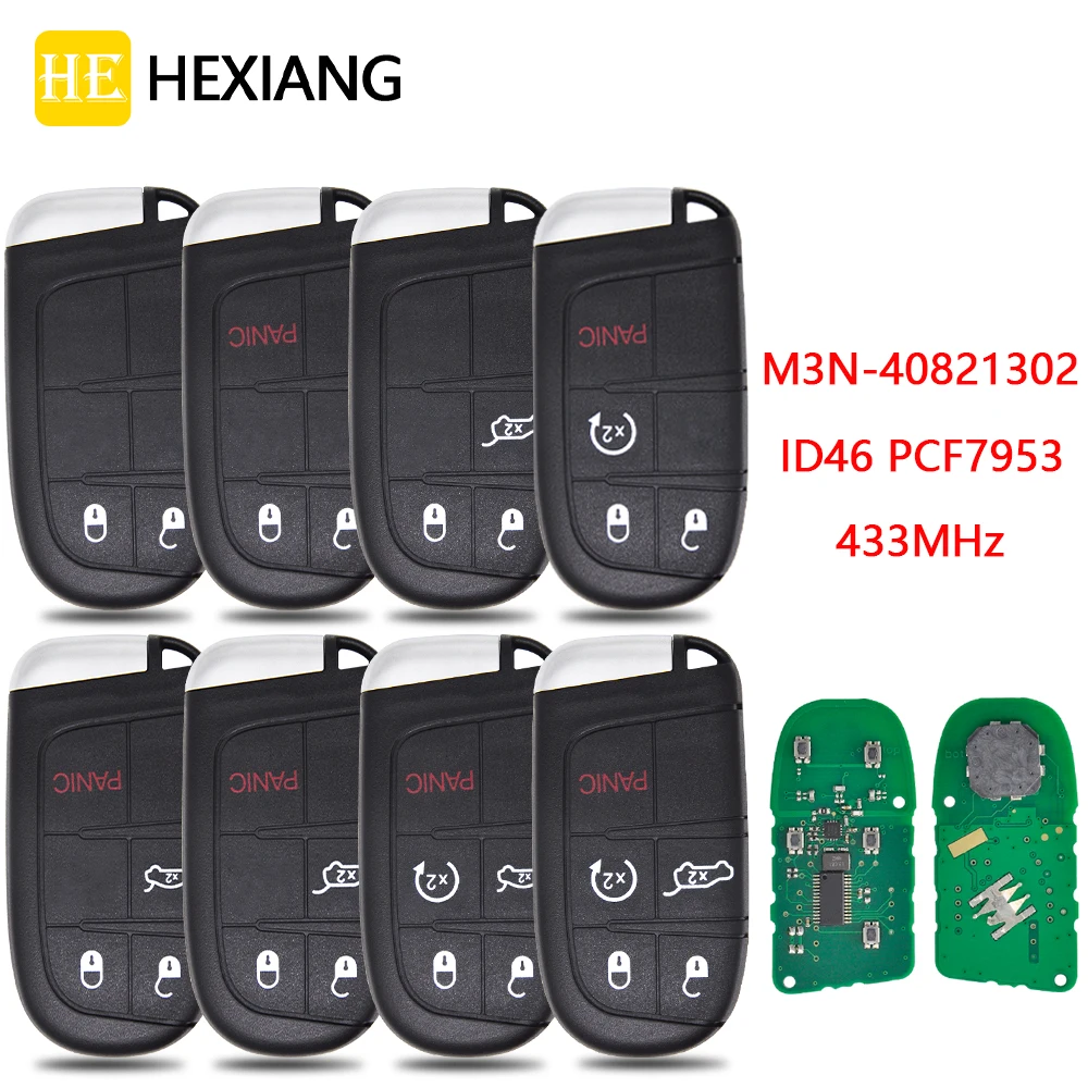 HE Xiang Car Remote Key For Jeep Grand Cherokee Dodge Chrysler M3N-M3N40821302 PCF7953 433Mhz Samrt Control Keyless Go