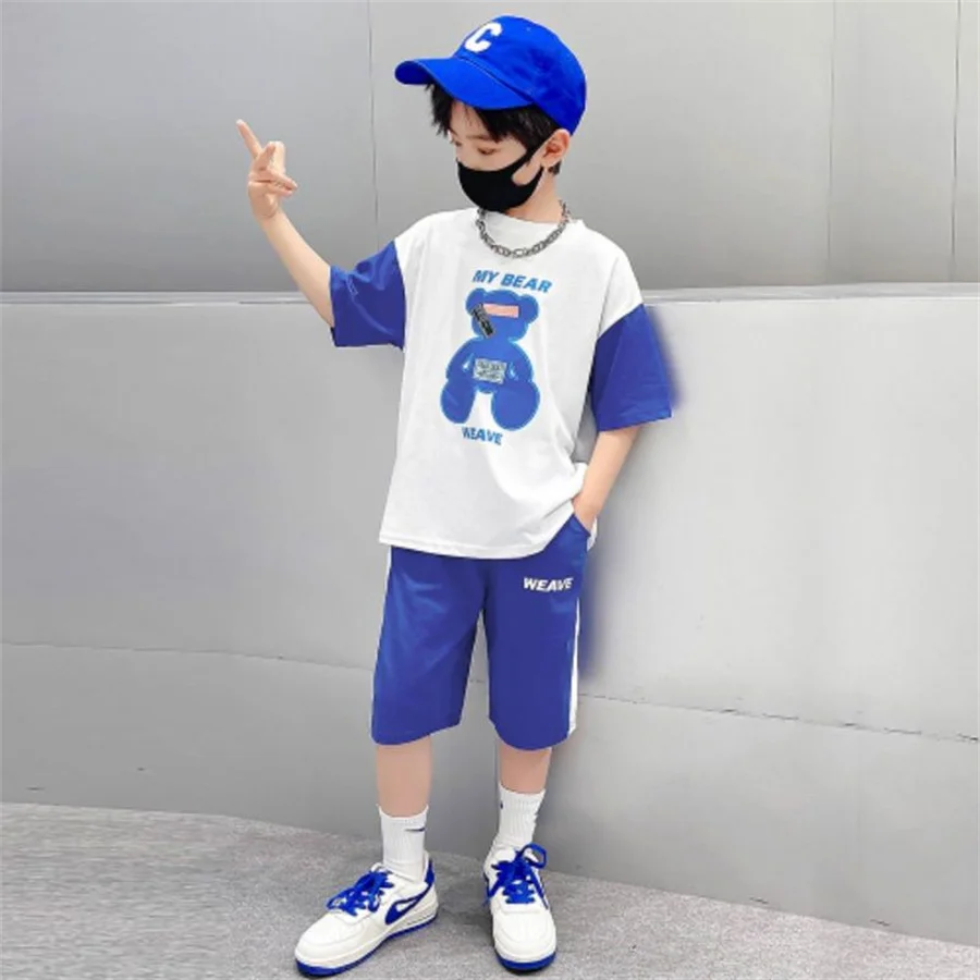 

New Summer Boys Clothing Sets Children T-shirt Short Sleeve +Pants Set Two Pieces Set Kids Baby Boys Clothes 6 8 10 11 12 Years
