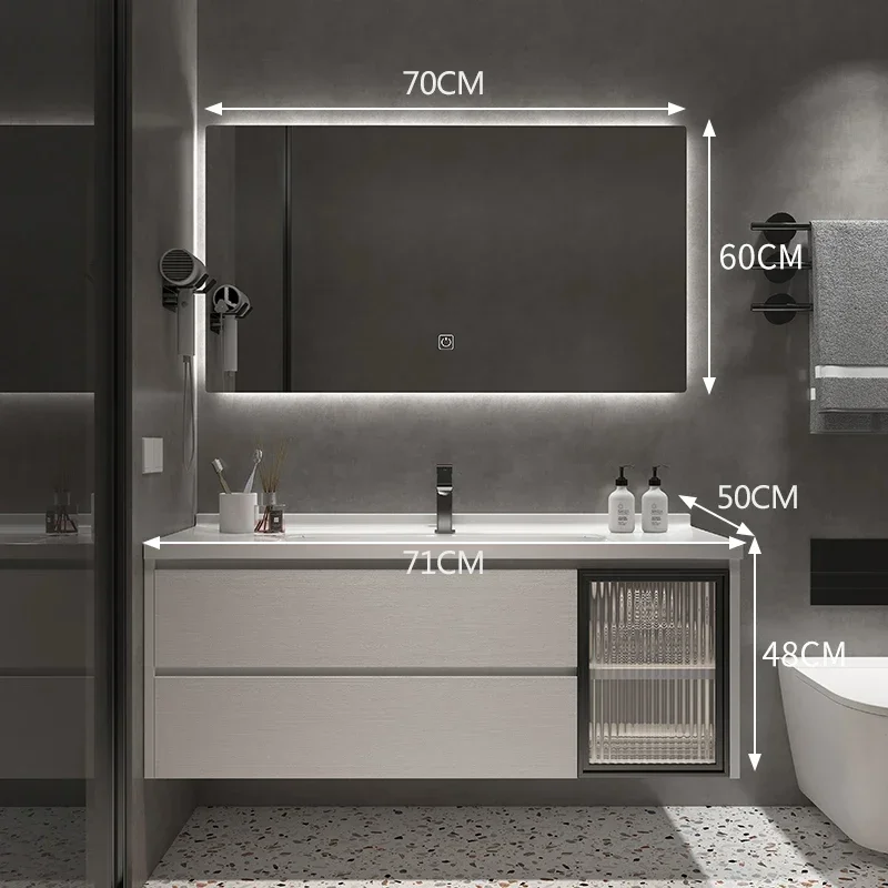 S~Light Luxury Solid Wood Bathroom Cabinet Combination Smart Bathroom Wash Inter-Platform Basin