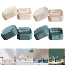 

Octagonal Corduroy Ring Box Holder Rings Bearer for Ceremony Girls Proposals Green Double Slots
