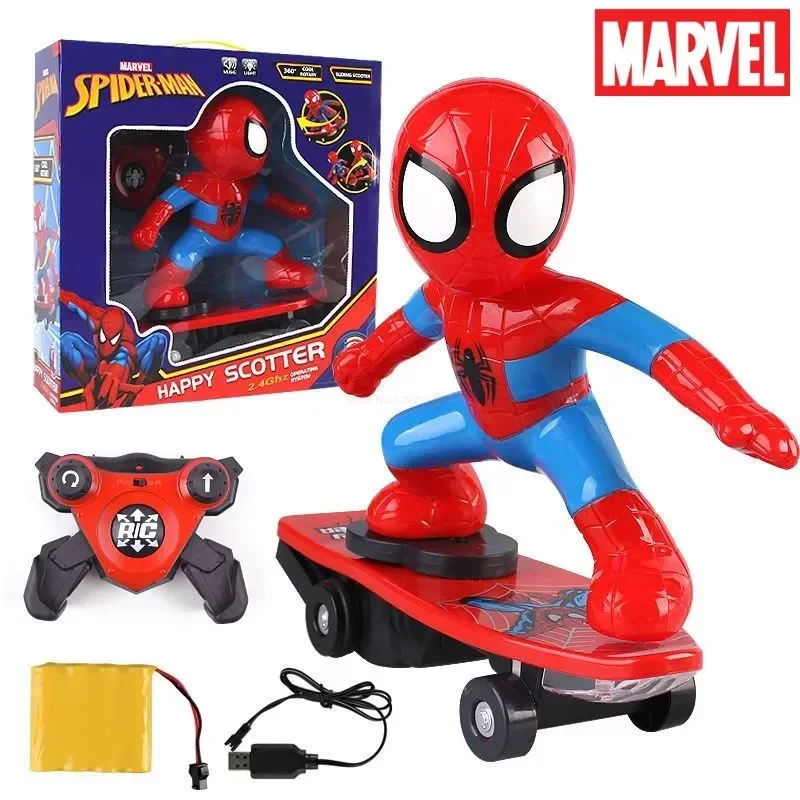 マーベルスパイダーマン自動フリップ回転スケートボード音響光学車 