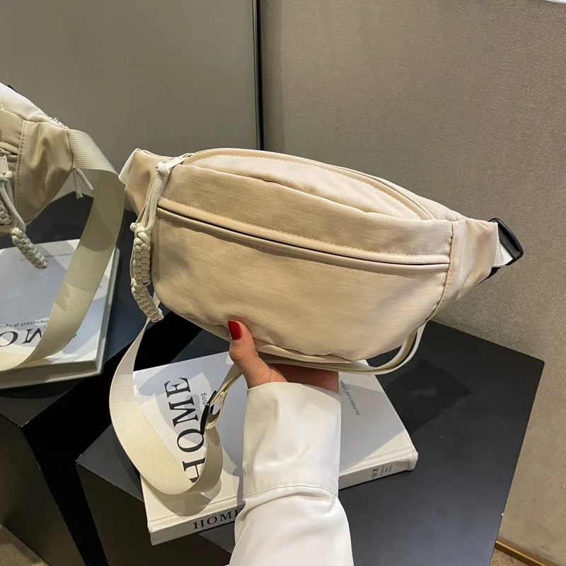 Borsa a tracolla da donna, Marsupio sportivo in tela, Marsupio a mezzaluna casual per corsa - immagine 5