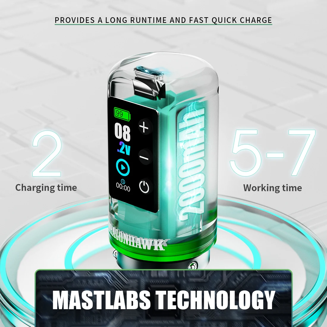 Dragonhawk L3 Wireless Tattoo Machine 7 Strokes Length