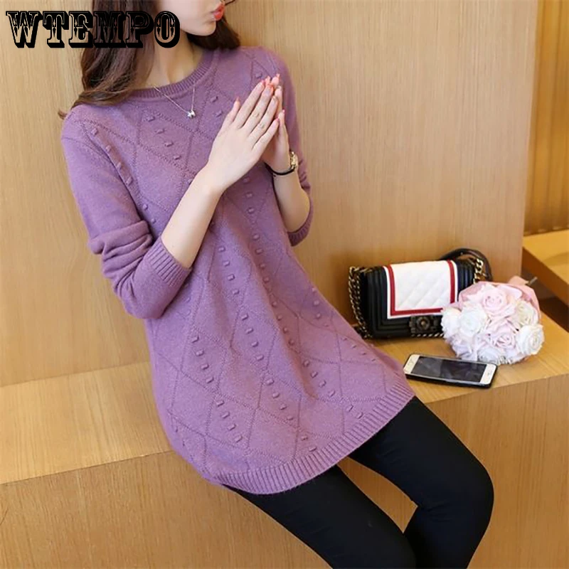 Women\'s Sweaters Long O-Neck Knitted Sweaters Pullover  Sweater Knitted Tops Warm Thick Winter Female Tops Drop Shipping