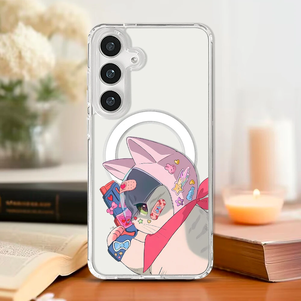 Charming Cat Design Magnetic Phone Case