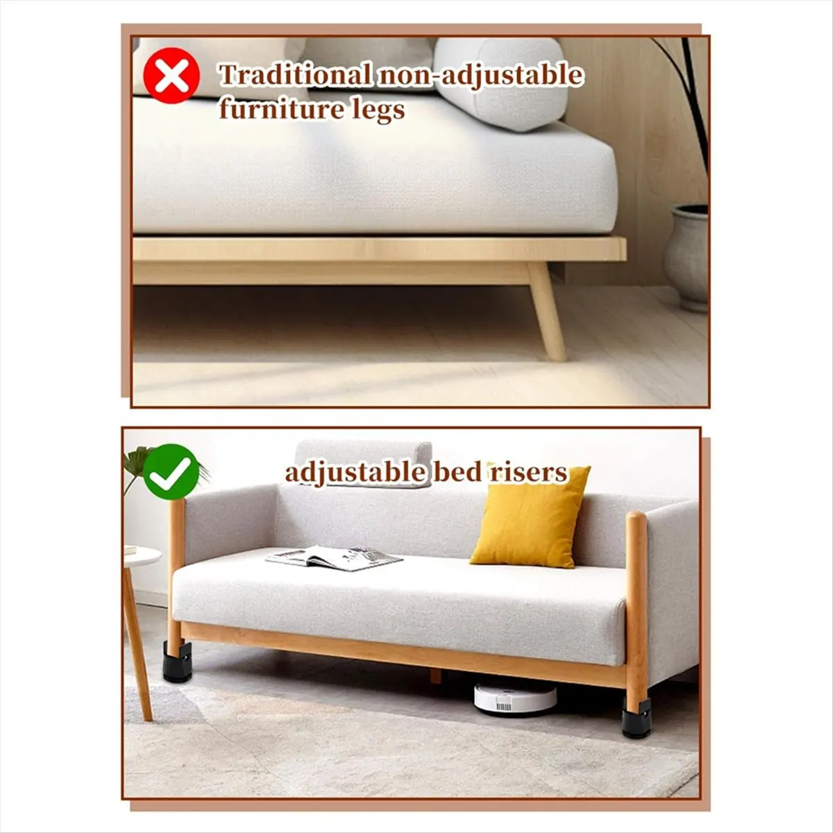 Exquisito elevadores de cama elevadores de muebles ajustables, elevadores de mesa y sillas de escritorio con abrazadera, elevadores de marco de cama ajustables en altura negro
