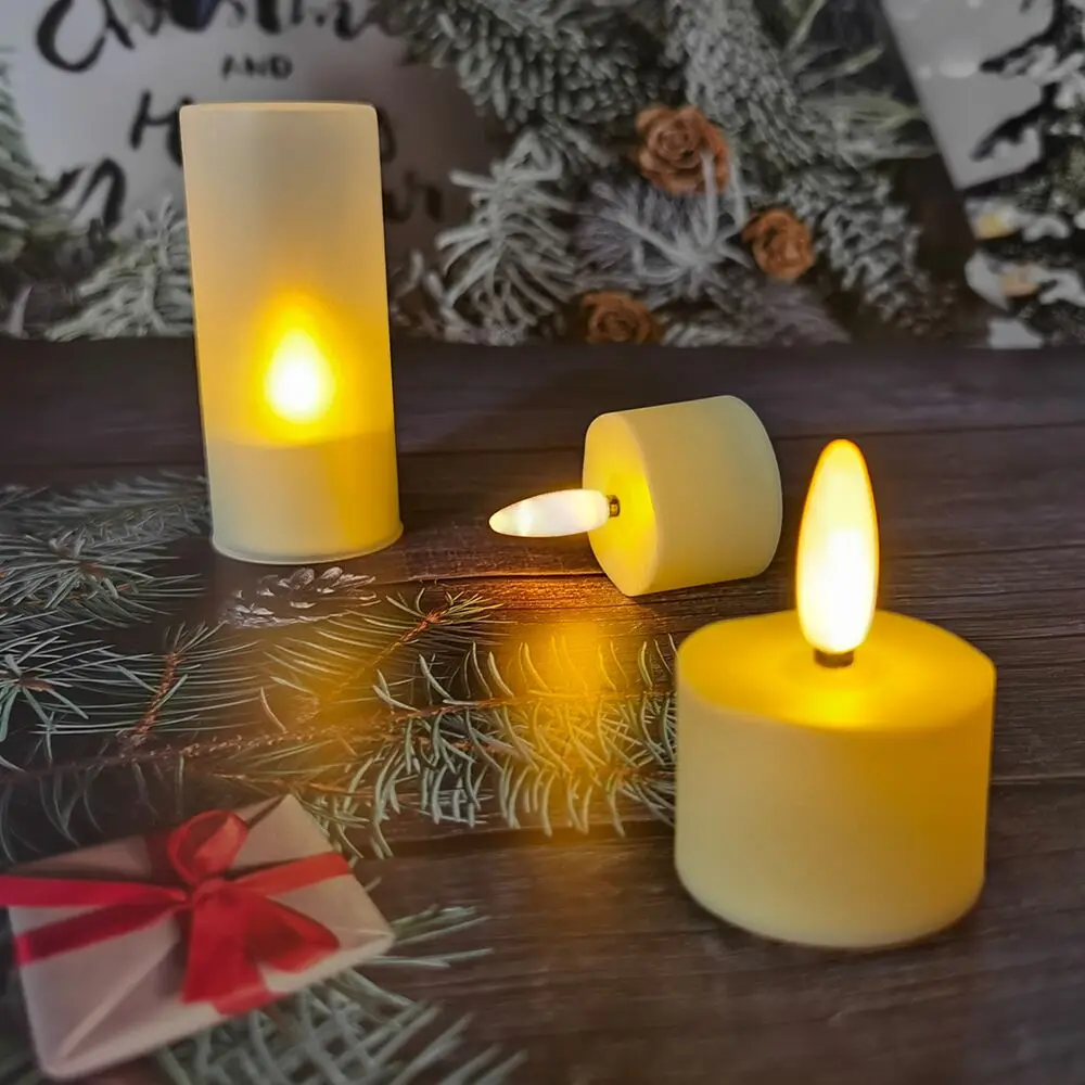 QSPORTPEAK LED Ricaricabile Tealight senza fiamma, 12 pezzi Tealight tremolante con stazione di ricarica e tazze di candela, decorazione regalo per festa, Halloween, Natale, giallo (senza telecomando