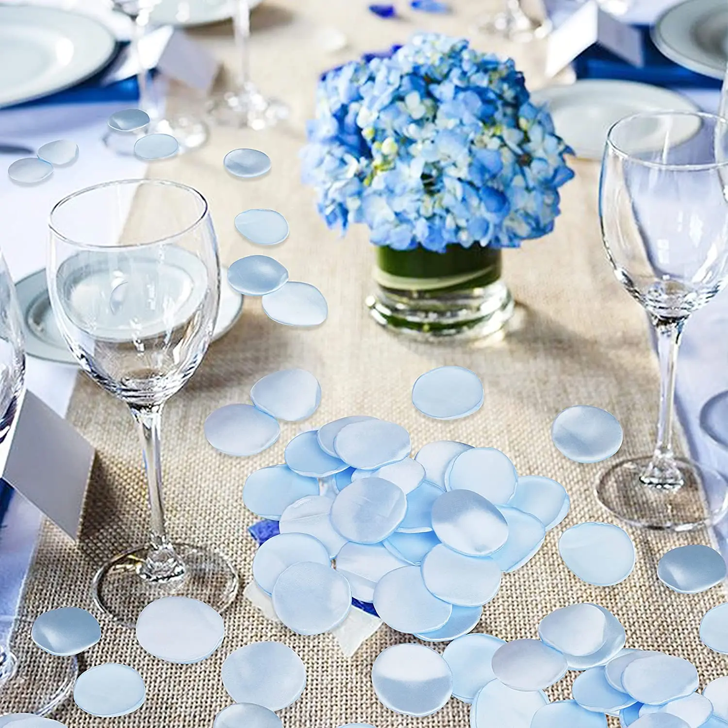 200 Pcs/Bag Blue Silk Rose Petals Table Decor Flower Girl Asile Petals Wedding Accessories Artifical Flowers
