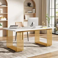 Computer Desk,70.9" Desk,  White Executive Desk Metal Legs,Study Writing Desk, Large Workstation Office, Conference Table 2
