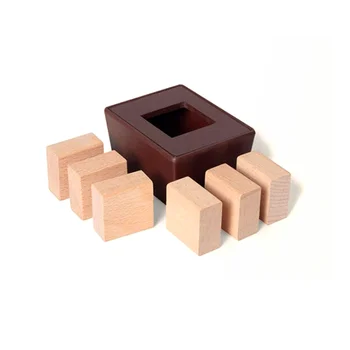 Challenging Six T Square Circle Logic 3D Mind Box Brain Teasers Wooden Puzzles Game 4