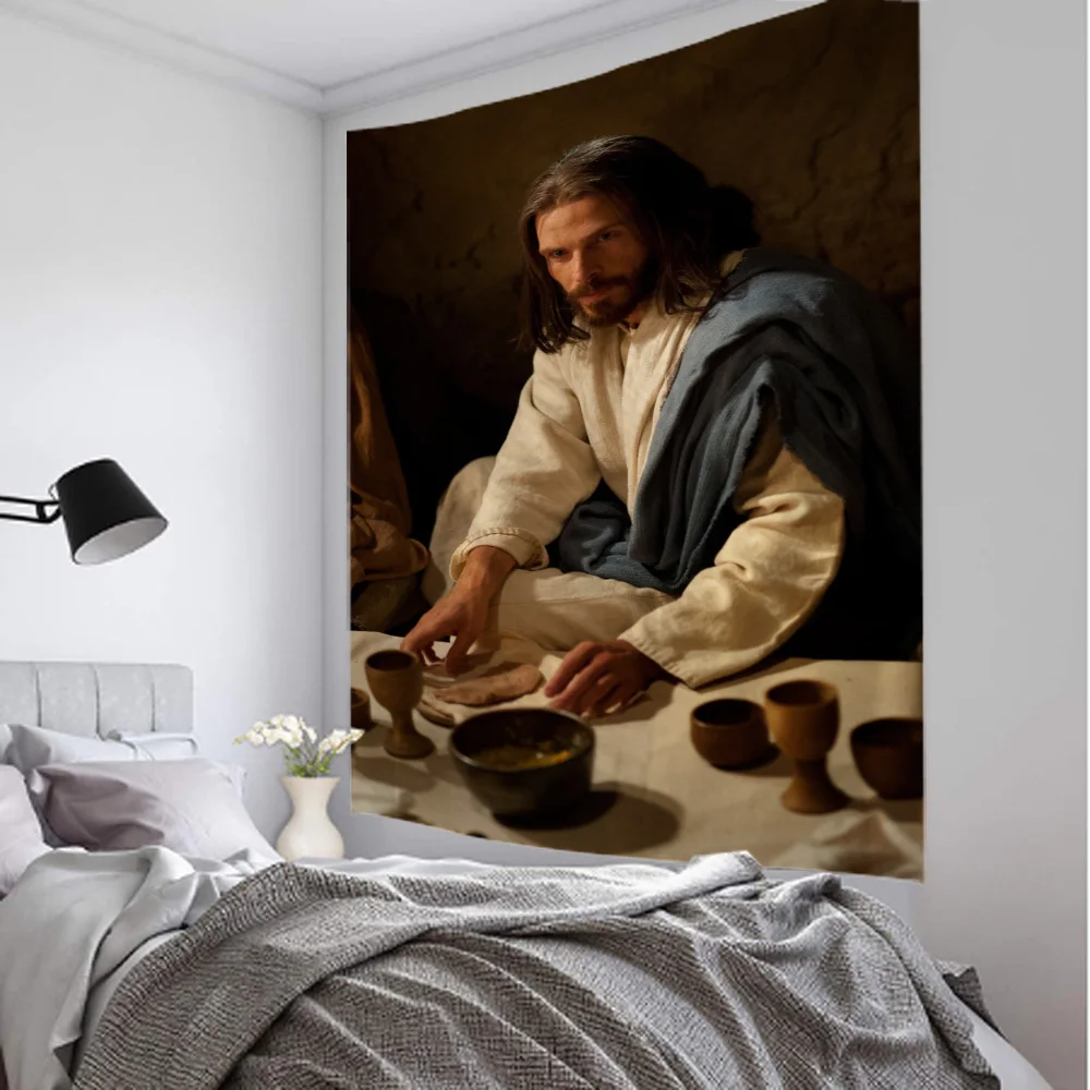 Jesus Christ tapestry wall hanging vintage oil painting tapestry home background cloth bedroom living room wall decoration