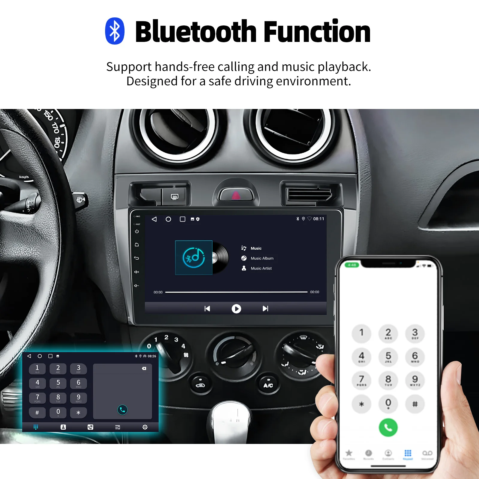 ESSGOO 9" For Ford Fiesta MK5 2002-08 Android 14 Car Stereo Radio Carplay Android Auto GPS Navigation BT FM WiFi RDS Mirror Link