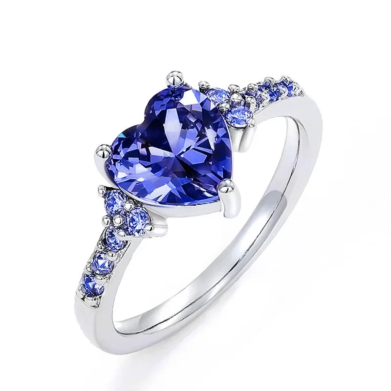 Charming heart purple cubic zirconia rings for women wedding ceremony party bridal accessory wedding rings womens ring cubic zircon ring jewelry rings ring jewelry