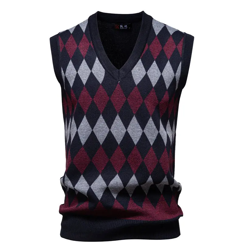 Herren Business Casual Strickweste Ärmellose Pullover-Weste Leichte V-Ausschnitt Anzugweste Business Casual Pullover – Detail 4