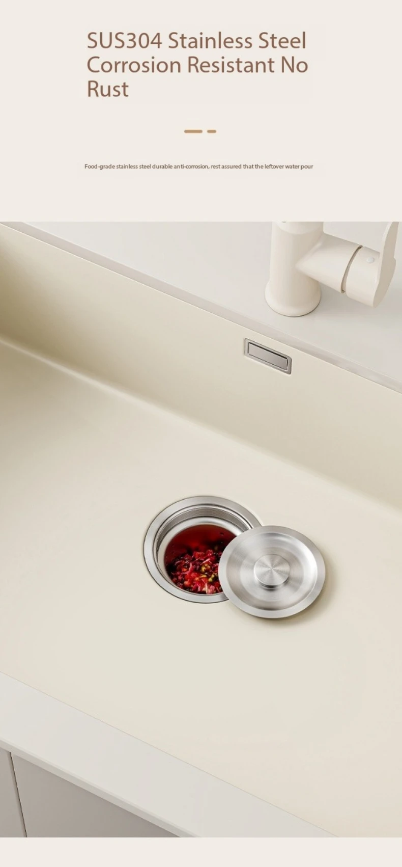 Description Picture 5 of itemMilk White 304 Stainless Steel Kitchen Waterfall Sink Large Single Sink Dish Basin Sink With Multifunction Touch Waterfall
