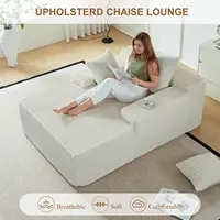 67 Inch Chaise Lounge Chair Indoor Oversized Upholstered Corduroy Sofa Bed Deep Seat Sleeper Couch Customized 4
