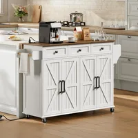 Kitchen Island with Drop Leaf, Kitchen Cart with Charging Station,Kitchen Table with Storage,Rolling Island Table with 3 Drawers 1