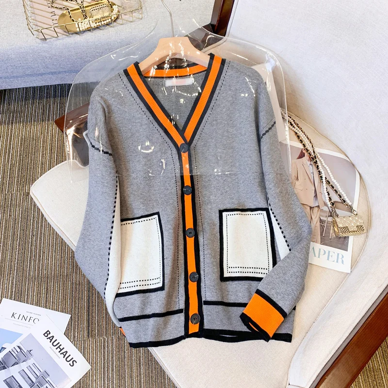 여성 카디건 오버 사이즈 스웨터 V 넥 루즈 니트웨어 싱글 브레스트 캐주얼 니트 카디건 아웃웨어 겨울 캐주얼 자켓