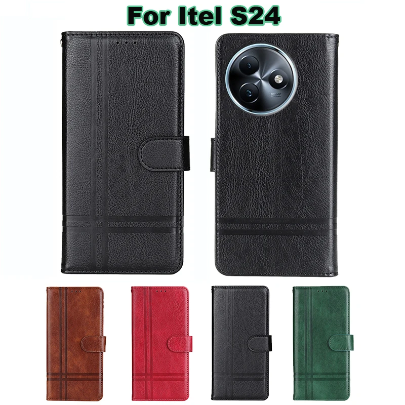 

Book Stand PU Leather Case For Etui Itel S24 чехол Wallet Funda Flip Phone Cover For Capinha De Celular Itel S24 S 24 Coque 6.6"