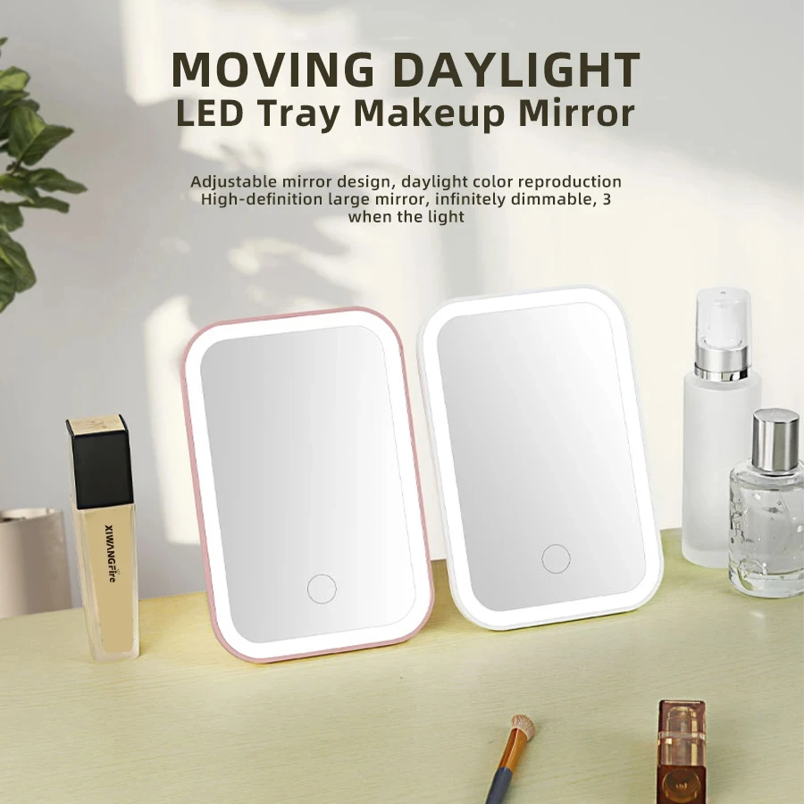 LED Touch Screen Makeup Mirror Folding Mirror Lighted Makeup 3 Colors Light Modes USB Rechargeable Cosmetic Tools makeup mirror