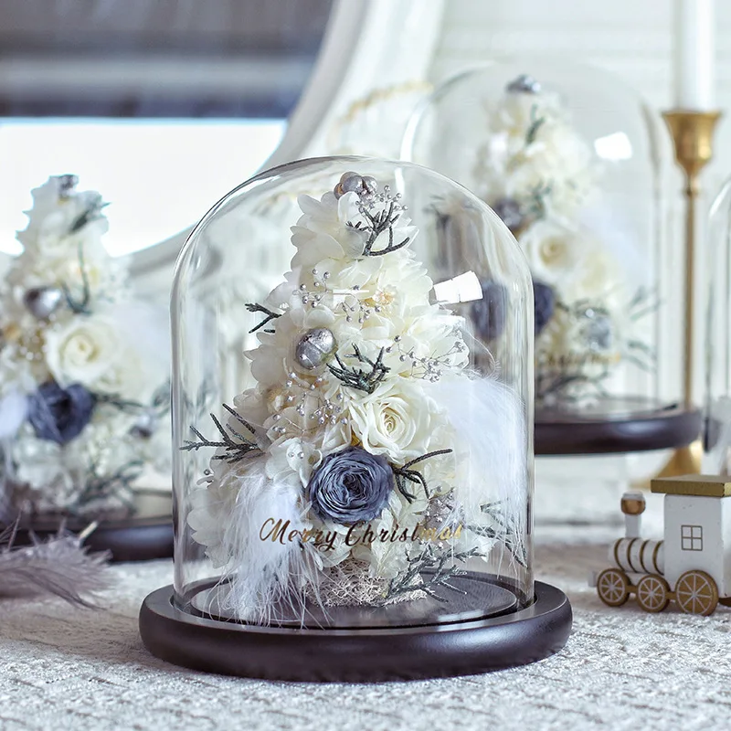 Diameter=25cm Height=25cm 30cm 35cm 40cm 45cm Big Size Glass Dome Deocration Black Base Cover Wedding Souvenir Birthday Gift 2