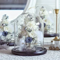 Diameter=25cm Height=25cm 30cm 35cm 40cm 45cm Big Size Glass Dome Deocration Black Base Cover Wedding Souvenir Birthday Gift 2