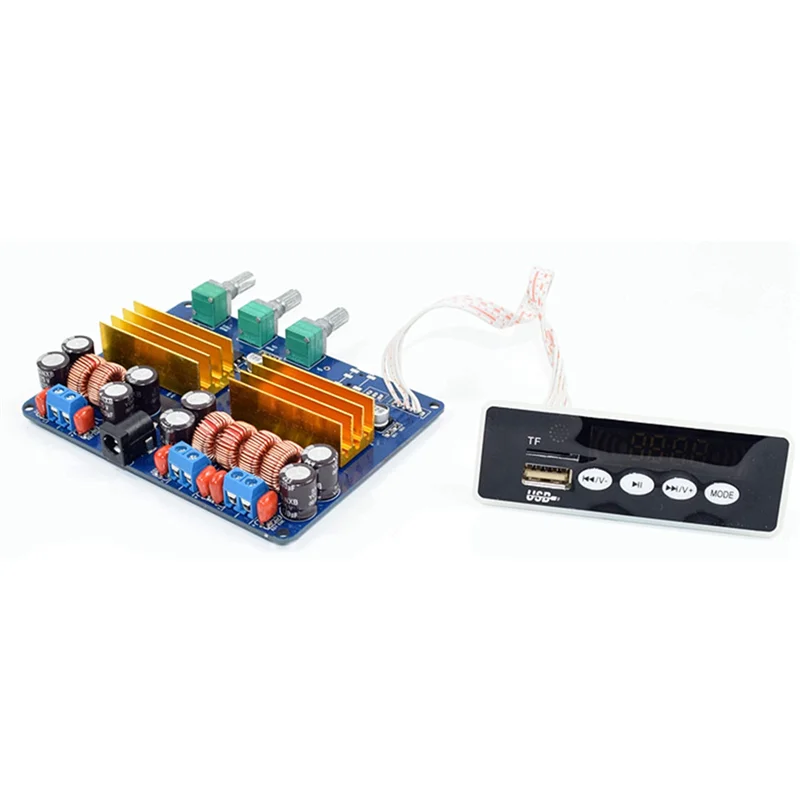 

Плата усилителя мощности TPA3116 2X50W + 2,1 W, 100 каналов, Bluetooth, TF-карта, USB, FM, AUX, сабвуфер, плата класса D